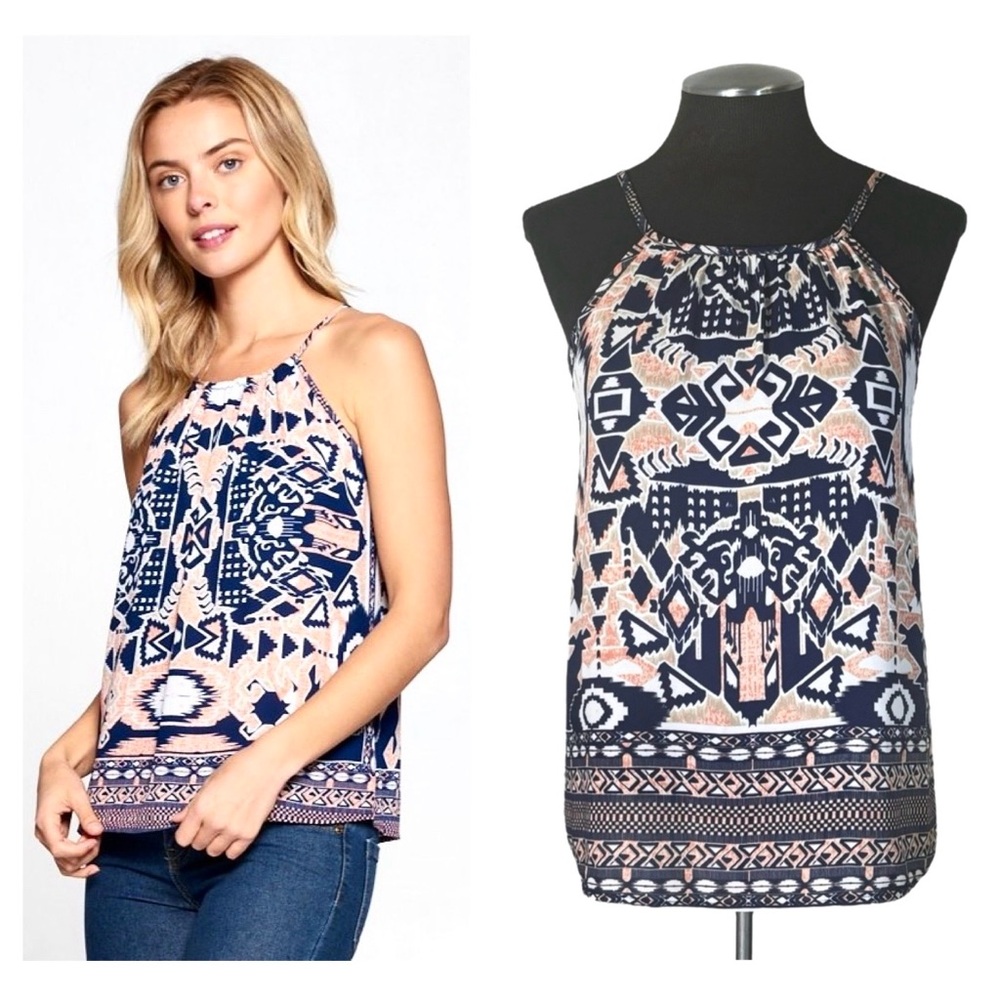 Renee C. - Multicolor Tribal Print Halter Tank Top – Stitch Fix – Small